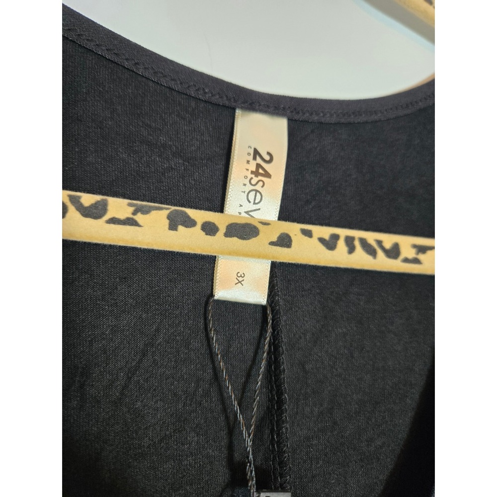 24seven Comfort Apparel Womens 3X Black Tunic Dress 3/4 Sleeve Scoop Neck New - Picture 2 of 14